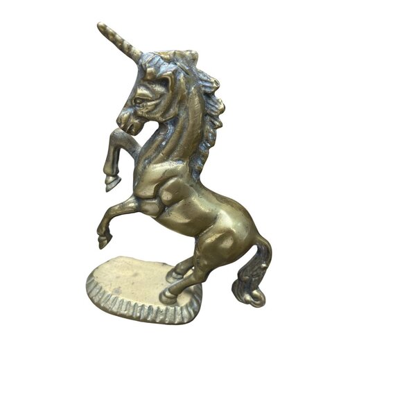 Vintage Solid Brass 6.5" Rearing Unicorn Figurine SKU 9404 - Picture 3 of 8